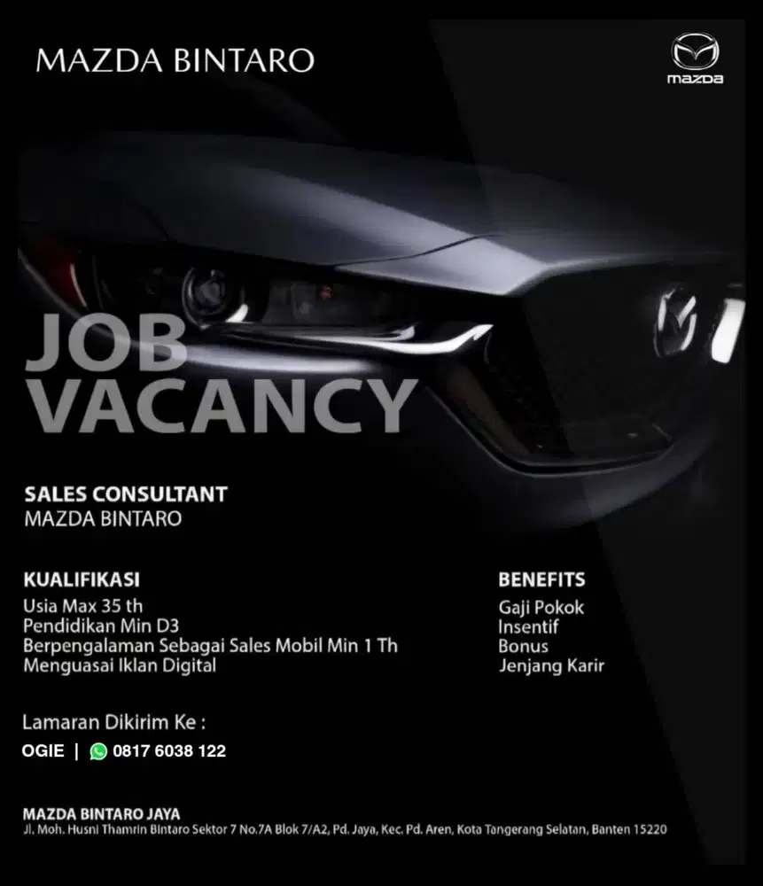 Salesman / Sales Girl di Mazda Bintaro Jaya
