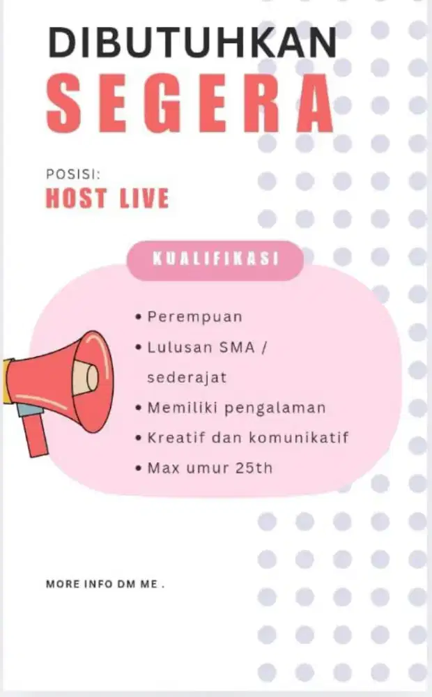 Di Cari Host Live Berpengalaman