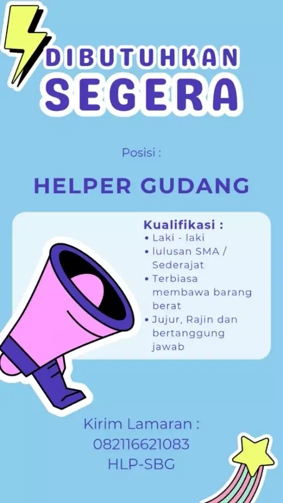 Dibutuhkan Helper