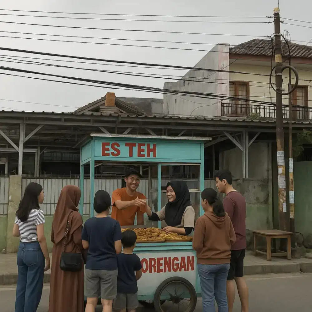 Jaga kedai/stand gerobak es teh