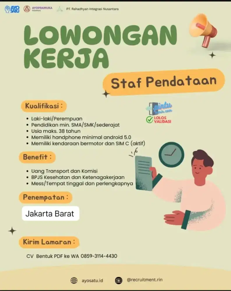 Lowongan staff pendataan