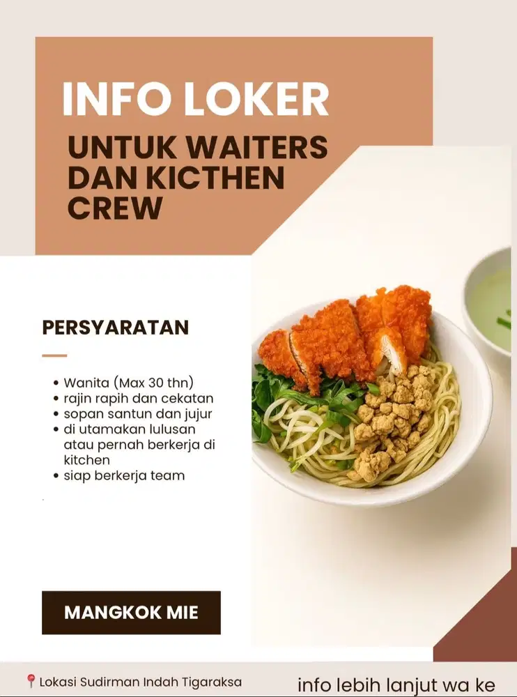 Dicari karyawan resto diutamankan perempuan
