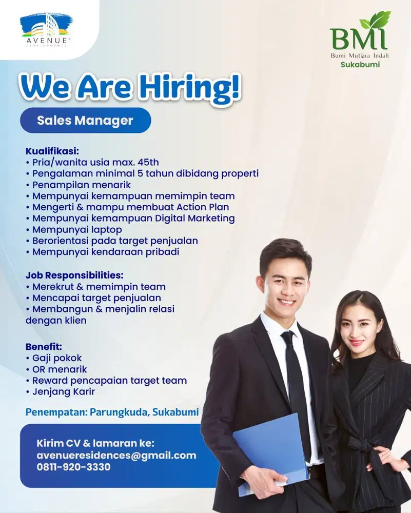 Dibutuhkan Segera Sales Manager Property
