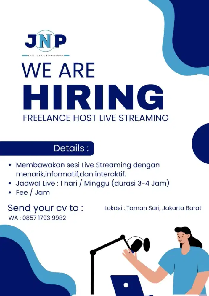 Dibutuhkan Freelance Host Live Streaming