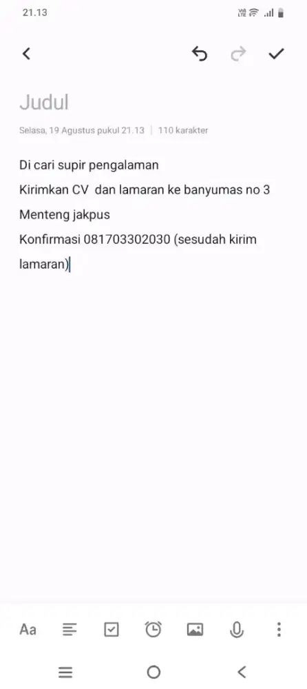 Di cari Driver pengalaman