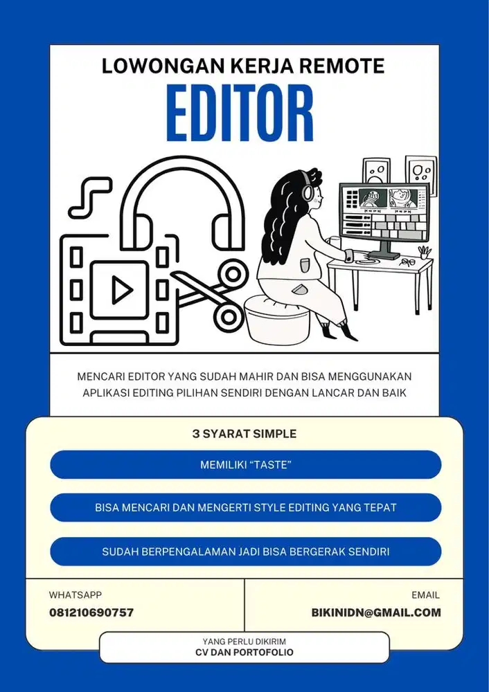 LOWONGAN KERJA EDITOR - FREELANCE REMOTE