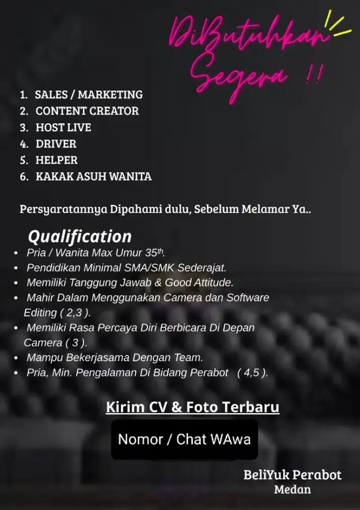 lowongan kerja loker lowker, di butuhkan cepat