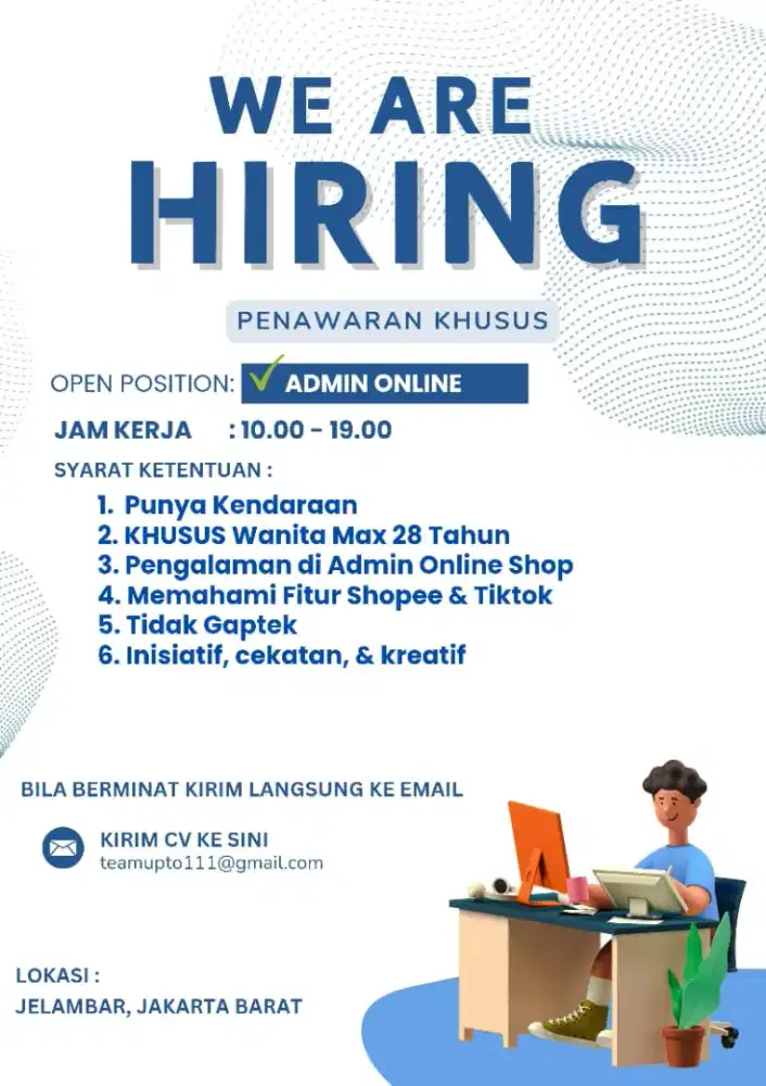 LOWONGAN ADMIN ONLINE SHOP ACC HP