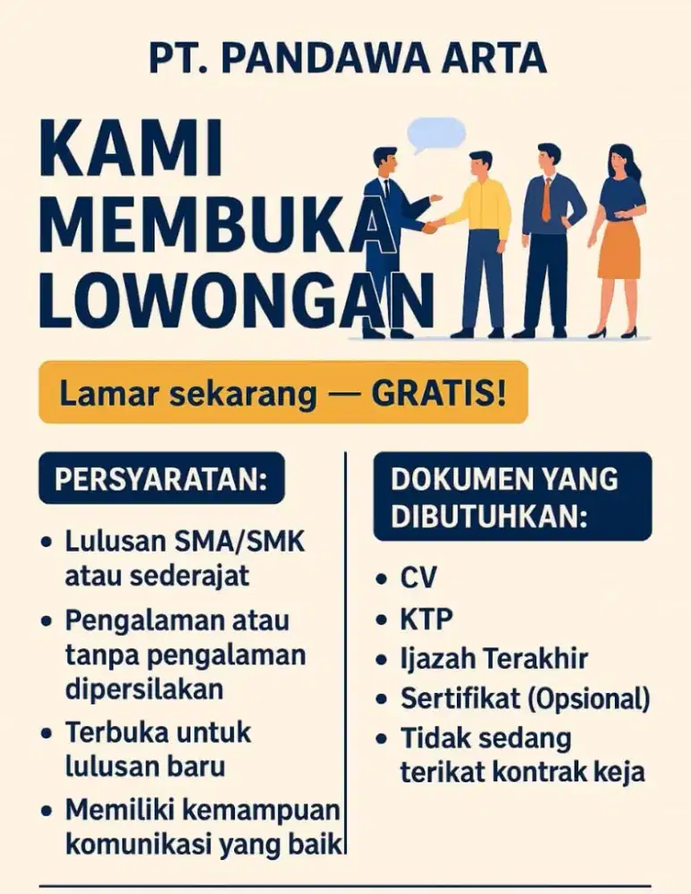 kantor kita sedang mencari untuk bagian Admin