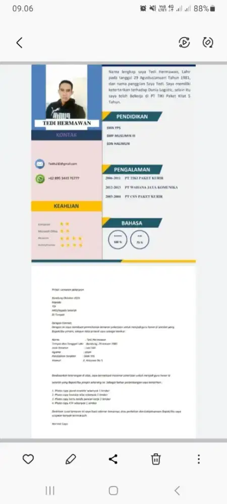 Sore saya lagi mencari pekerjaan drever/kurir modl sim aja