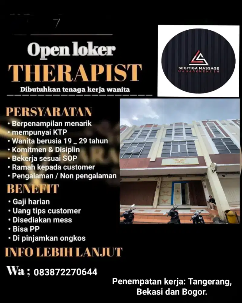 Lowongan kerja Therapist untuk wanita