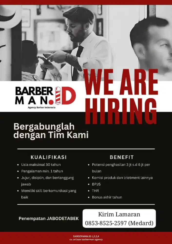 Lowongan pekerjaan Barberman (Kapster)