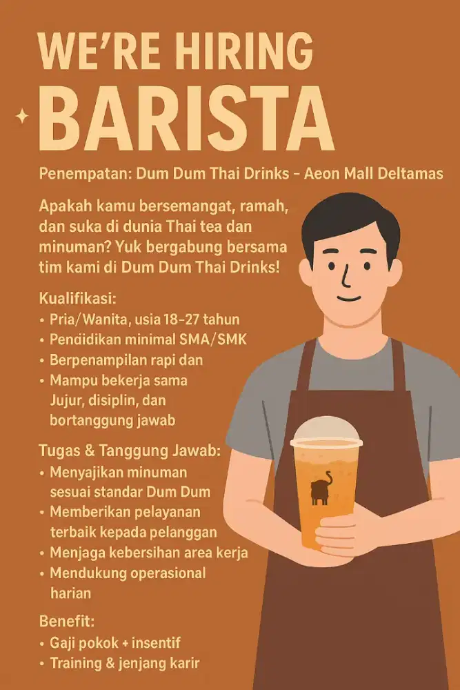 WE'RE HIRING - BARISTA