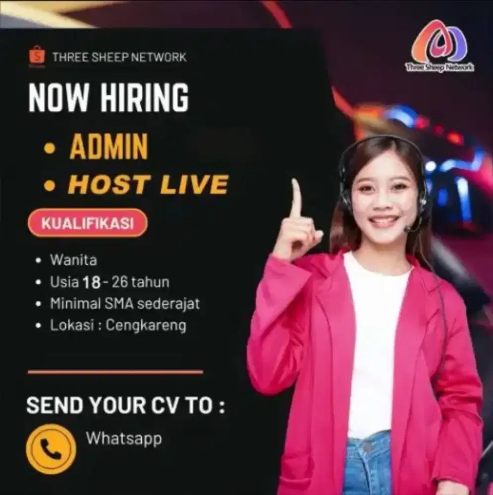 Lowongan Admin Kreator dan Host Live