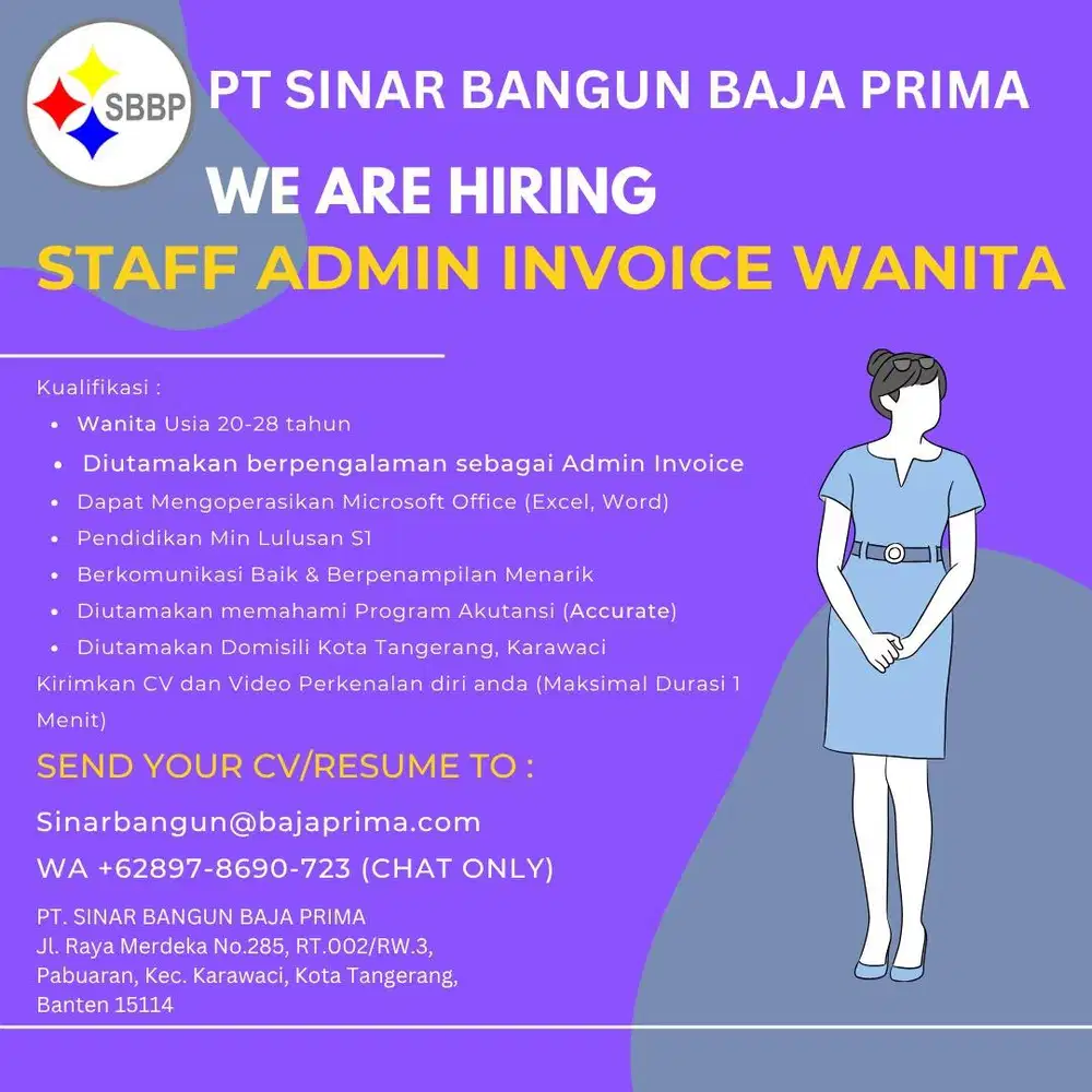 DI CARI CEPAT Staff Admin INVOICE Wanita