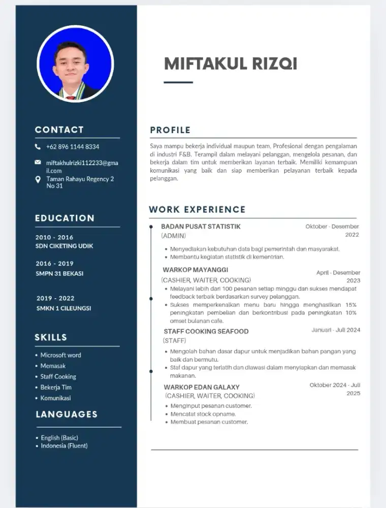 mencari pekerjaan pengalaman fnb