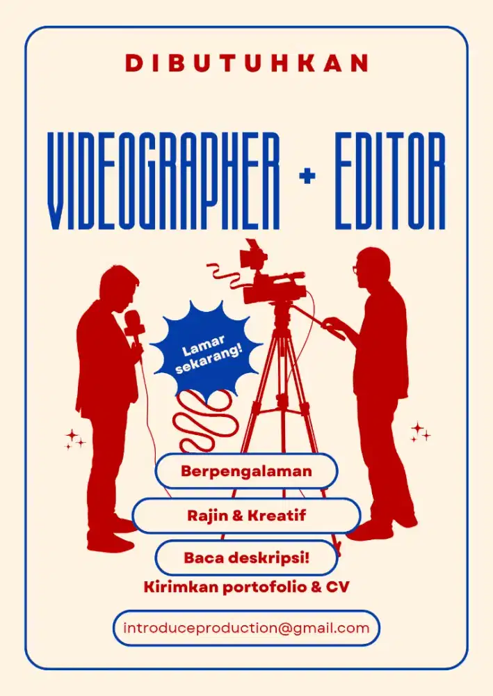 Lowongan videographer+editor
