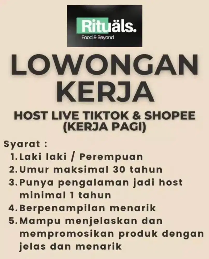 DICARI HOST LIVE PENGALAMAN DAERAH JELAMBAR, JAKBAR