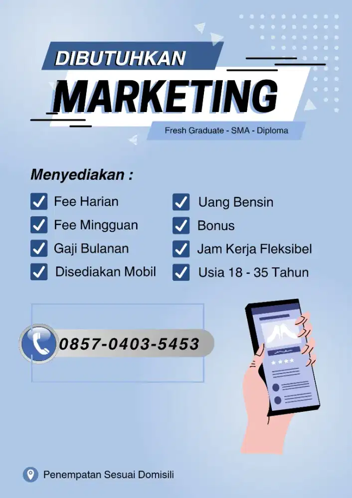 DIBUTUHKAN STAFF MARKETING