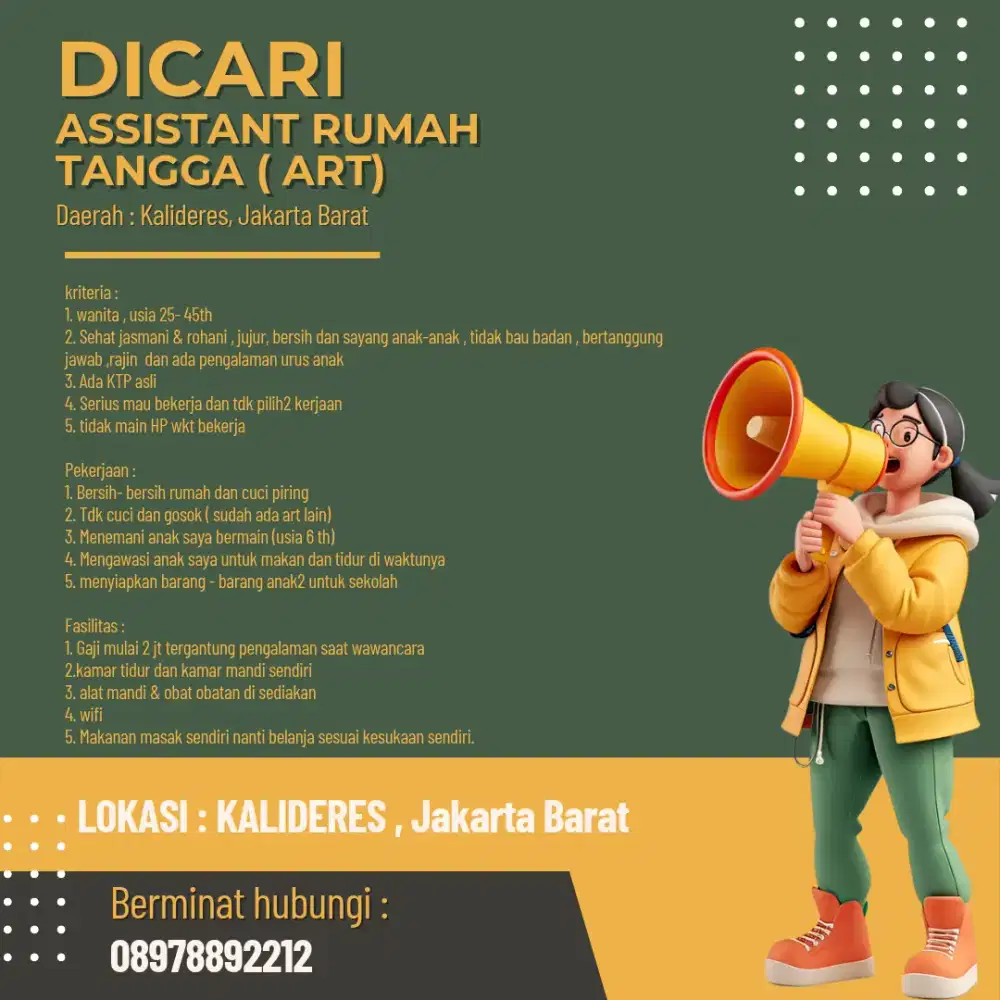 ART RUMAH TANGGA daerah KALIDERES