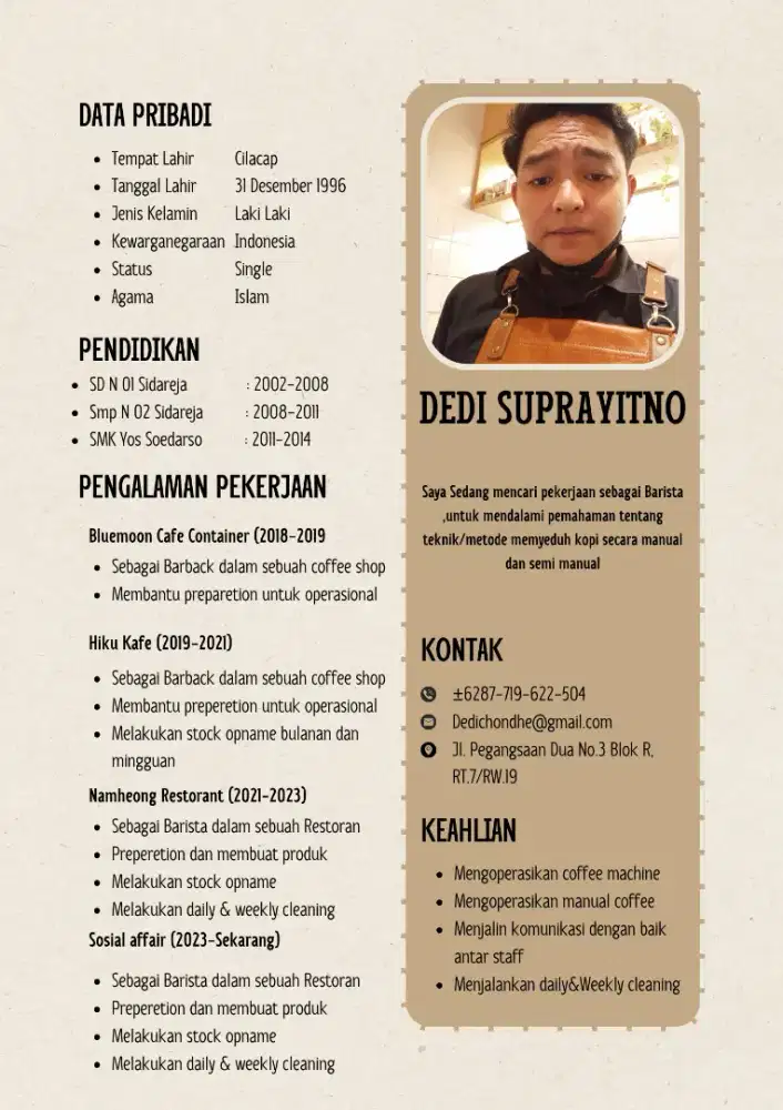 Mencari Lowongan kerja barista