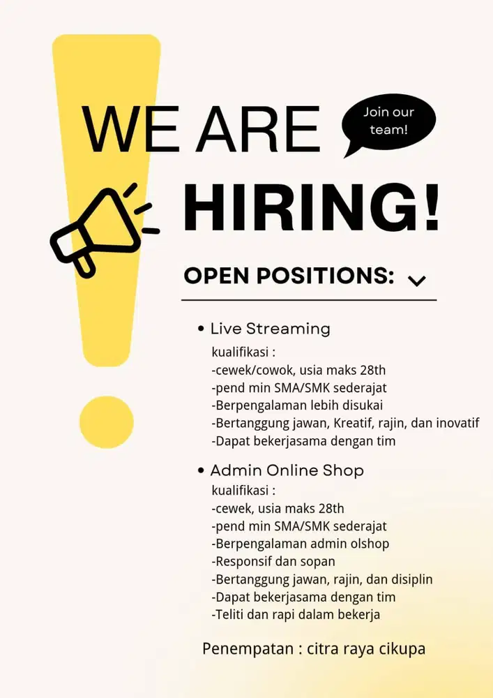 DIBUTUHKAN SEGERA HOST LIVE STREAMING