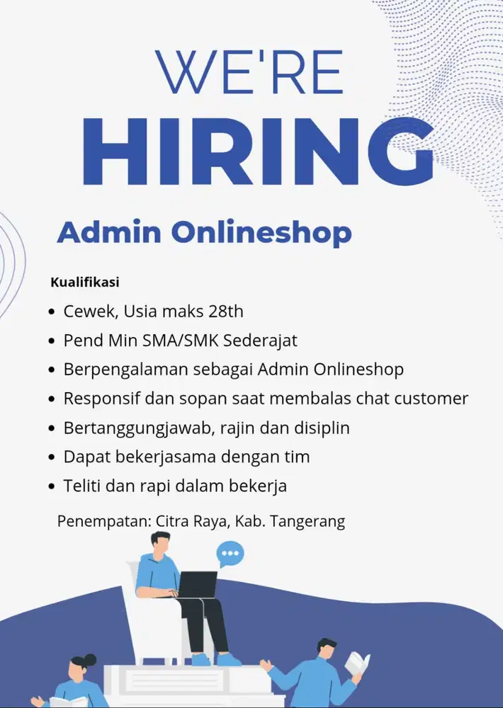 DIBUTUHKAN SEGERA ADMIN ONLINESHOP!!!