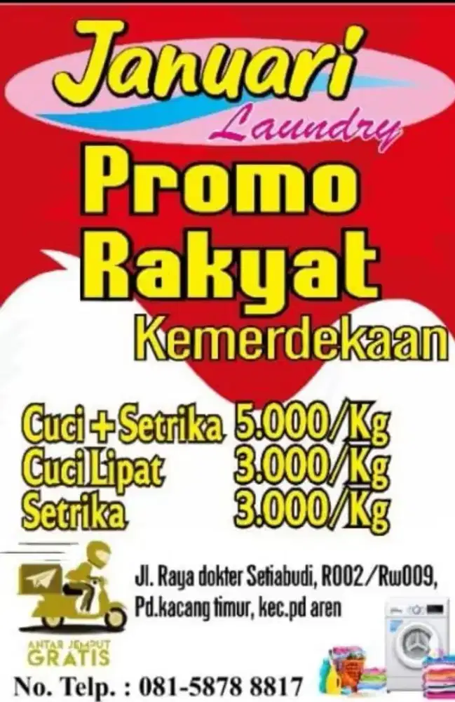 Dibutuhkan cepat karyawan laundry lepas (Freelance)/ harian