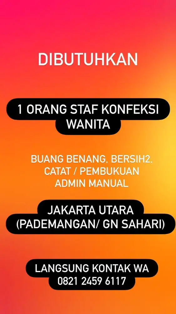 STAF KONFEKSI JKT UTARA