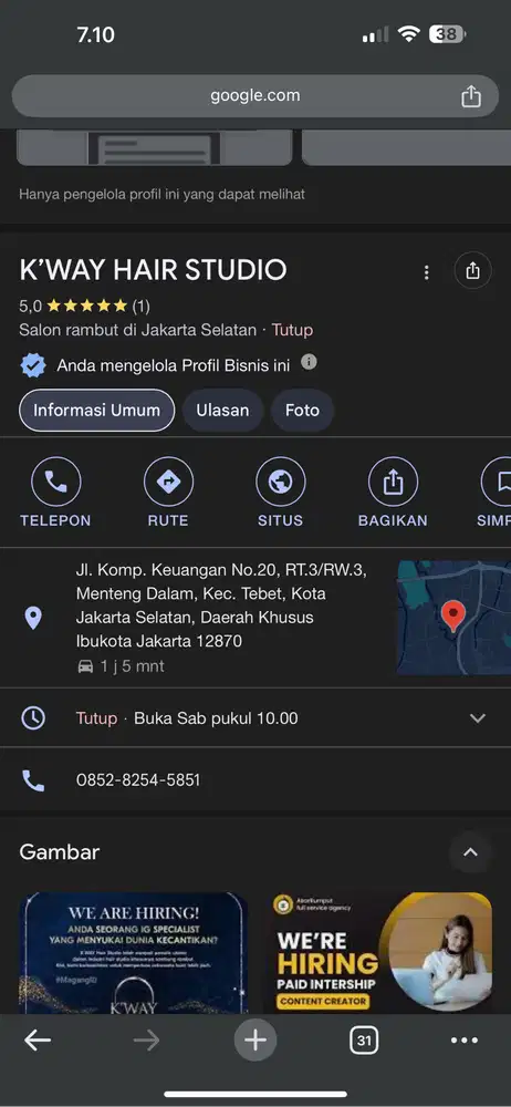 Loker asisten stylish salon sambung rambut