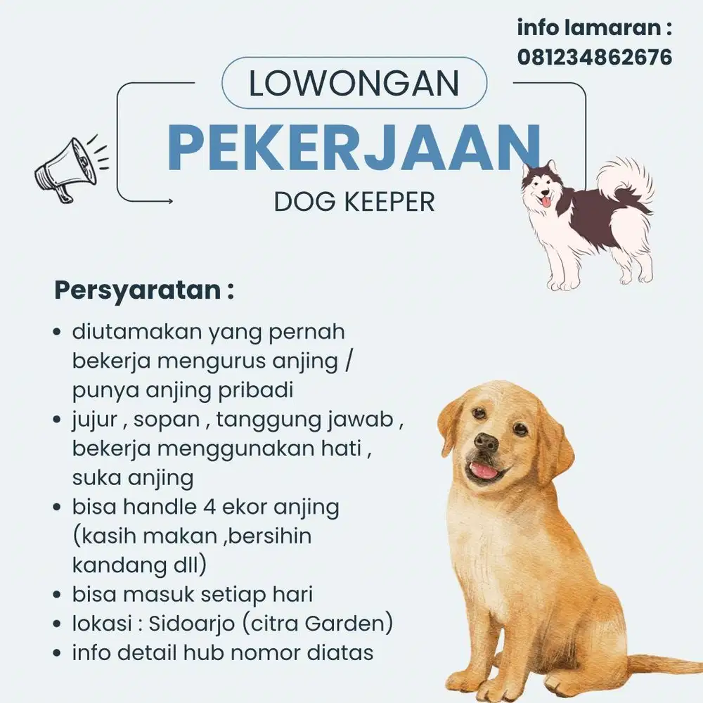 LOWONGAN PEKERJAAN DOG KEEPER