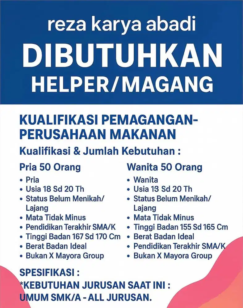lowongan pekerjaan dibutuhkan segera
