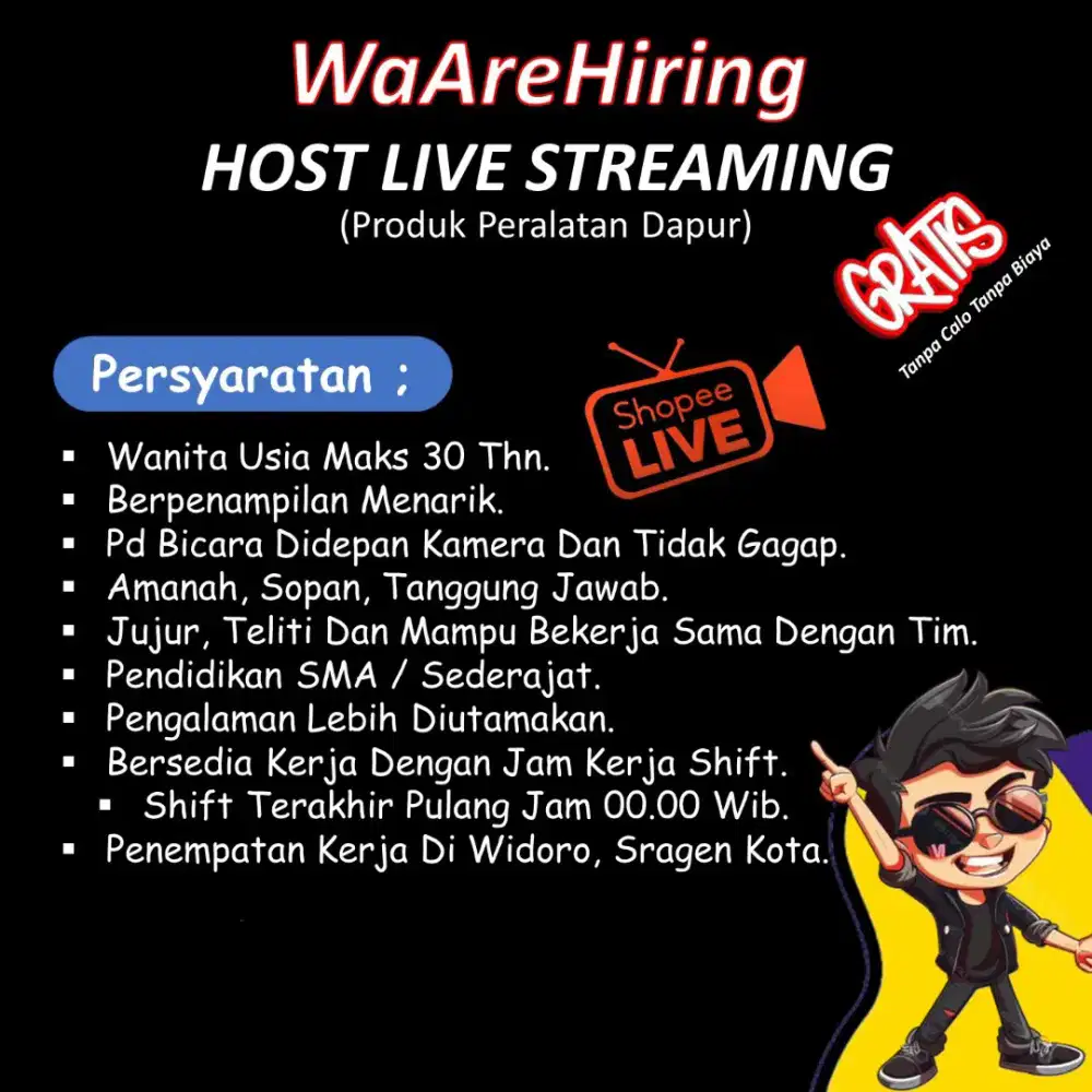 BUTUH CEPAT Host Live DiShopee Produk Peralatan Makan