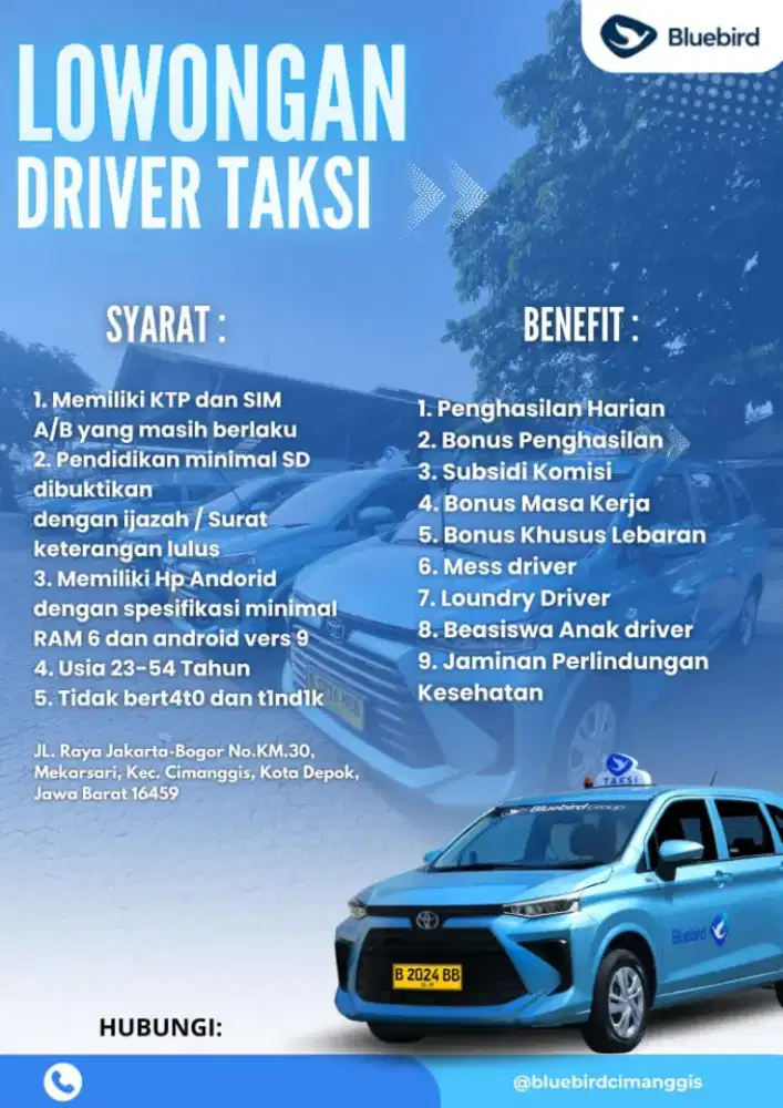 Lowongan Driver BlueBird Cimanggis
