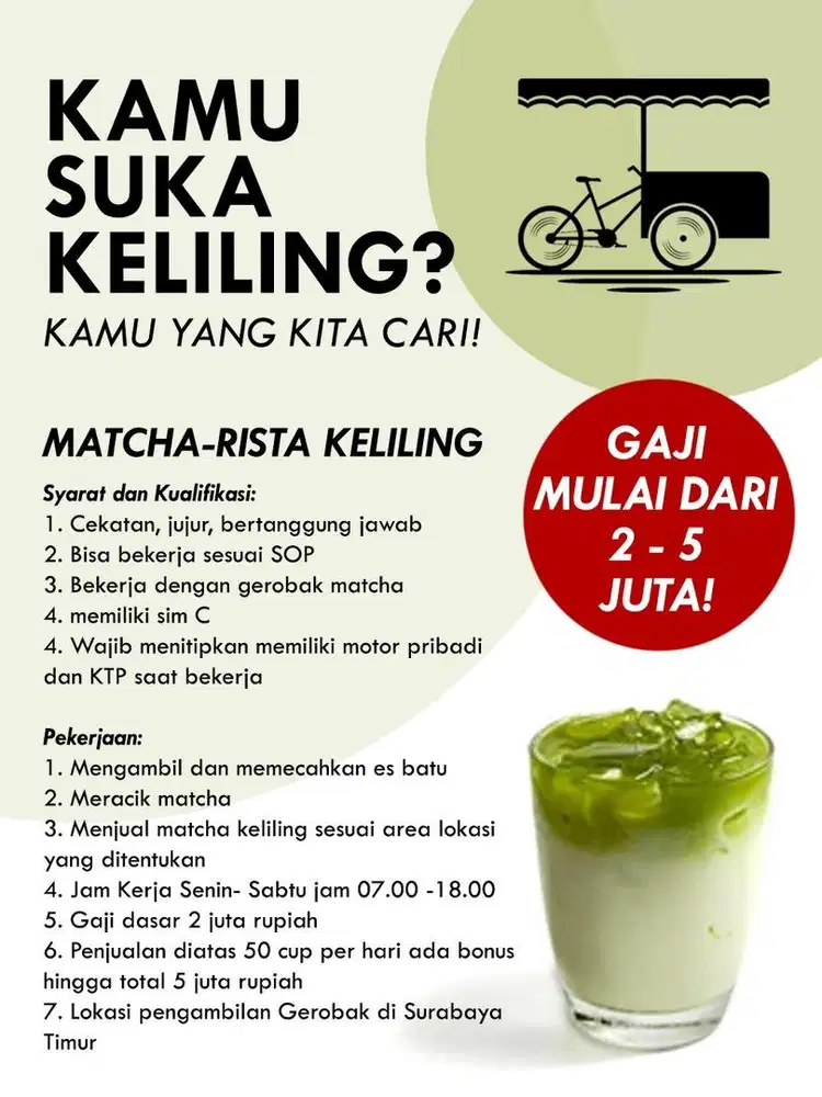 Pedagang matcha gerobak keliling