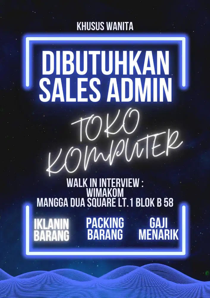 DICARI SEGERA!! MARKETING ADMIN ONLINE TOKO KOMPUTER MANGGA 2 SQUARE