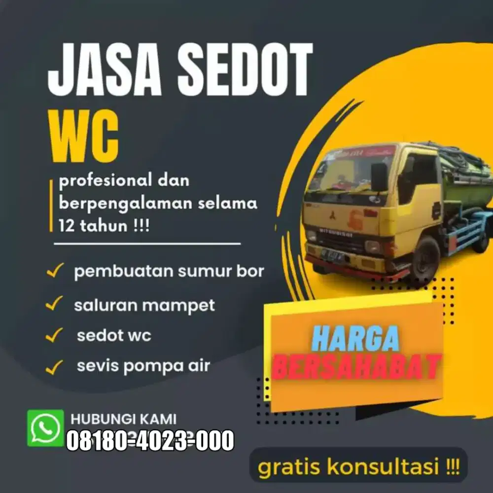 Jasa sedot WC tinja saluran mampet sumur bor gali suntik sumur kuras
