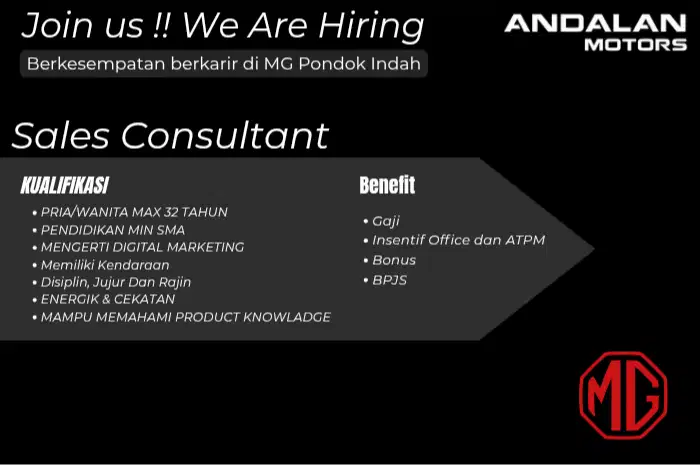 Sales executive MG pondok indah