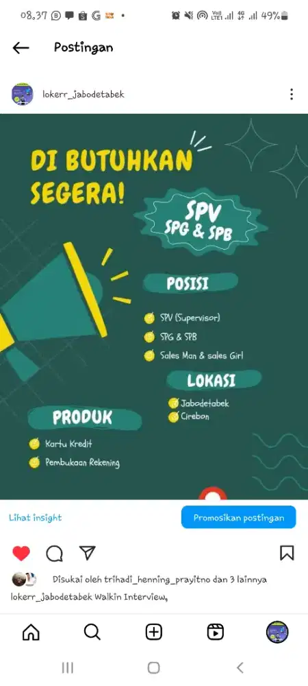 Di butuhkan Sales Kartu kredit Bank Ternama