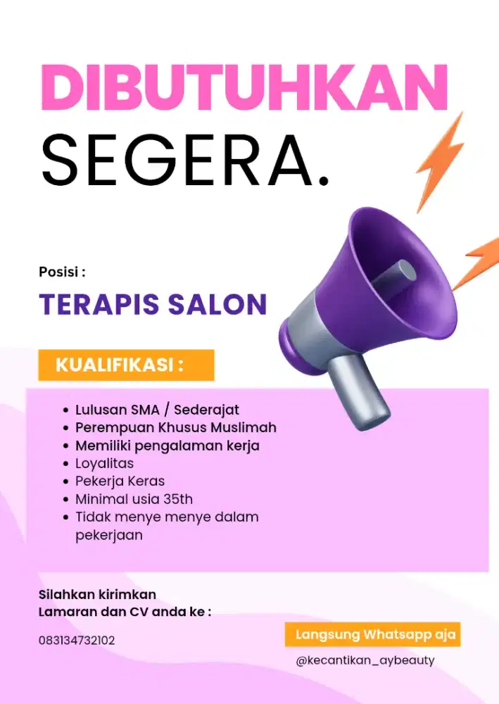 LOWONGAN TERAPIS SALON