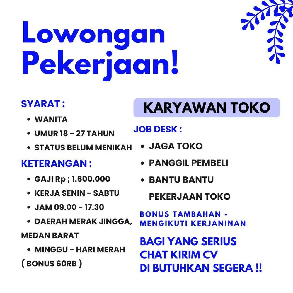 Lowongan Kerja Medan Wanita