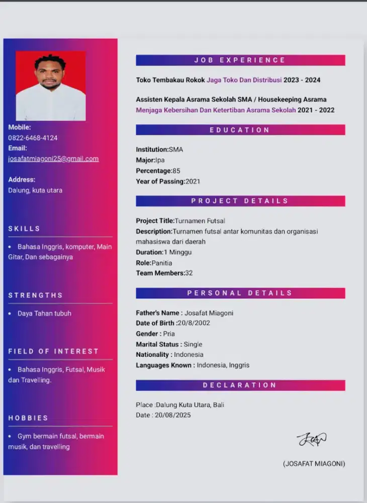 Saya butuh pekerjaan apa saja