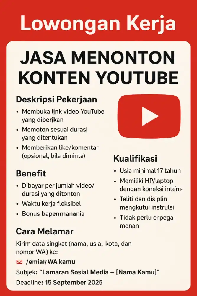 JASA MENONTON KONTEN YOUTUBE |freelance bisa dikerjakan dari rumah