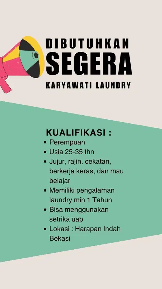 Loker Karyawati Laundry