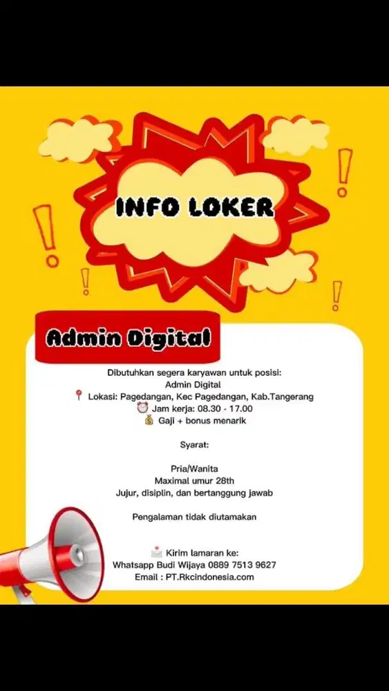Di Butuhkan Admin Digital / Sales