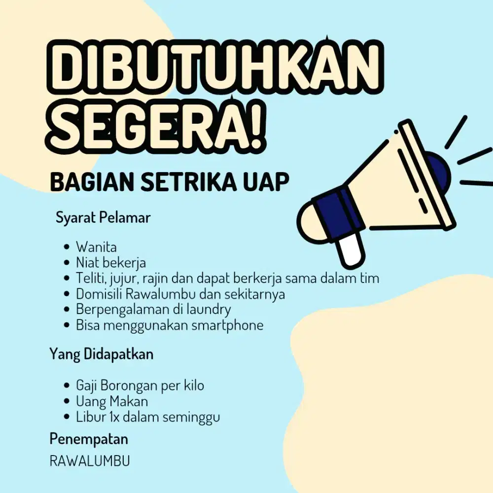 Lowongan Setrika laundry