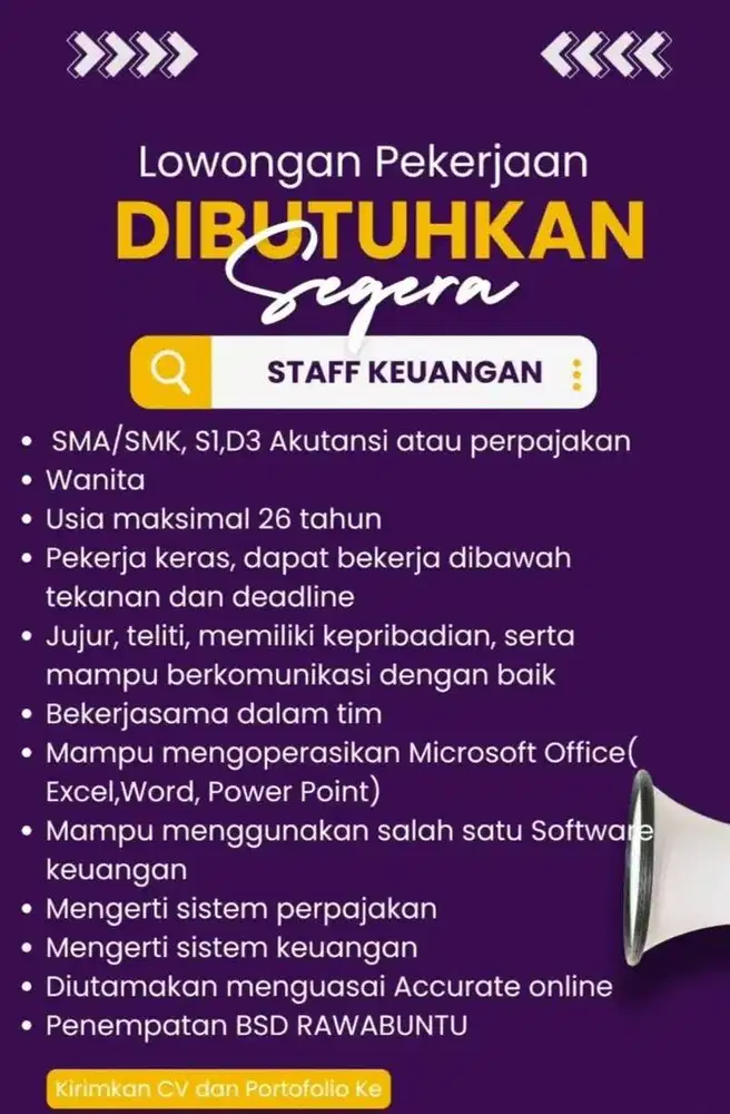 DIBUTUHKAN SEGERA FINANCE ADMIN DAN DESIGN