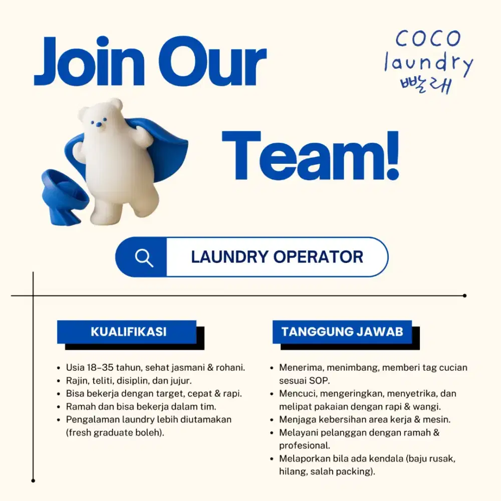 LAUNDRY OPERATOR PORIS INDAH
