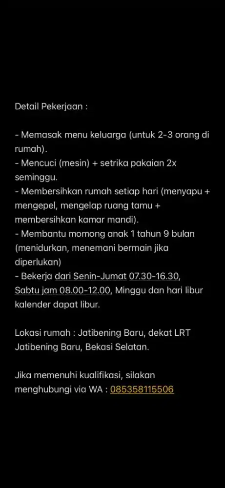 BUTUH ART PP SEGERA