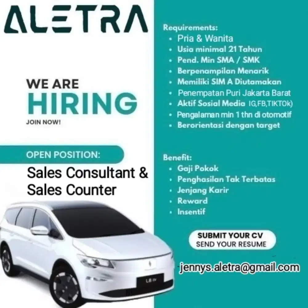 Di butuhkan team marketing otomotif